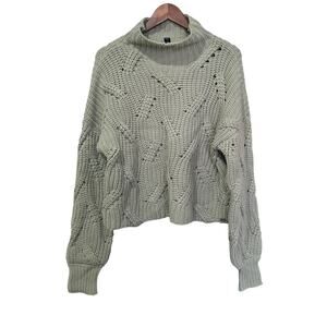 Savvi Turtleneck Chunky Knit Sweater Sage Green Size M